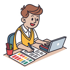   create vector bold stroke of cartoon accountant  (1)