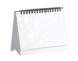 A pristine blank desk calendar stands ready for your custom designs and important daily planning.