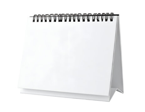 A clean, blank desk calendar with spiral binding stands upright, ready for custom branding or scheduling.