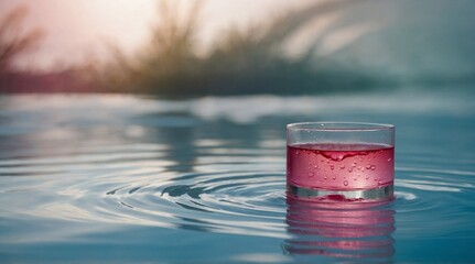 Pink Serum Floating on Water Surface