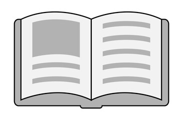 Open Book icon on transparent background, flat line design, vector illustration