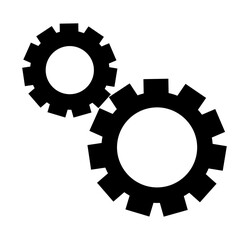 Gears icon on transparent background, flat line design, vector illustration