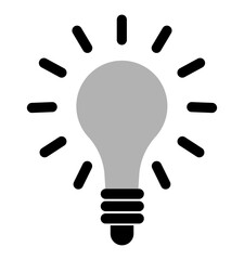 Bulb Lamp as idea sign icon, on transparent background, flat line design, vector illustration