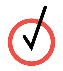Approved Mark icon on transparent background, flat line design, vector illustration