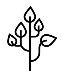 Branch Tree icon on transparent background, flat line design, vector illustration