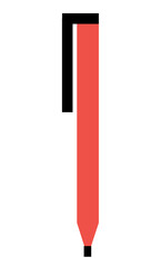 Pen icon on transparent background, flat line design, vector illustration