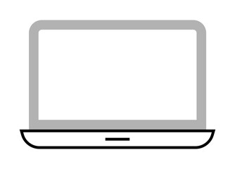 Laptop icon, on transparent background, flat line design, vector illustration