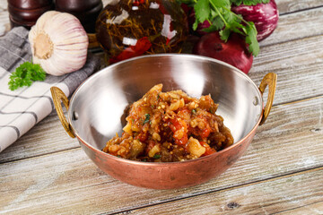 Grilled vegetables salad - Eggplant, tomato and pepper