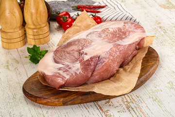 Raw pork meat piece for cooking