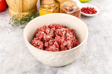 Raw beef minced meat for cooking