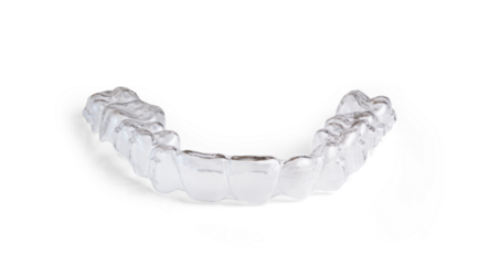 Invisible braces lying on a transpatent background representing modern orthodontics