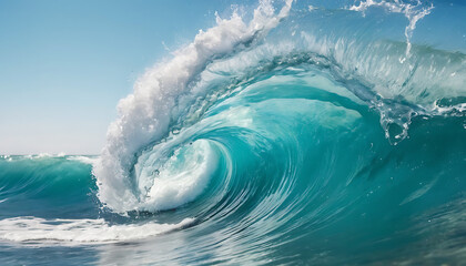 Ocean Wave Curl: Turquoise Power and Serenity