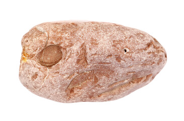 Beach stone isolated on white background, top view