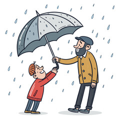 create vector bold stroke of cartoon man offering  (1)