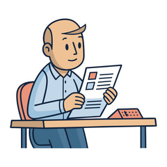   create vector bold stroke of cartoon man reviewi