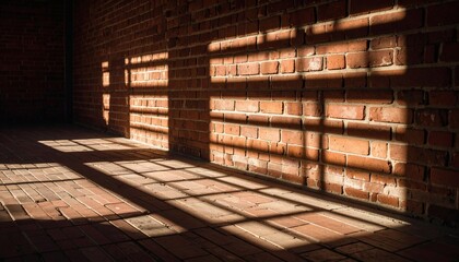 Warm Light Shadows on Rustic Brick Wall and Floor Background