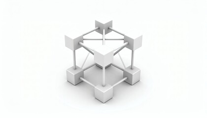 White Geometric Network Structure on White Background