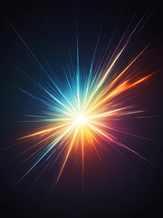 Bright Colorful Light Burst on Dark Background with Radiating Energy Beams and Glow | ai