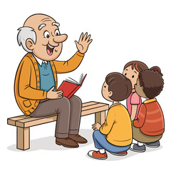 create vector bold stroke of cartoon old man telli (1)