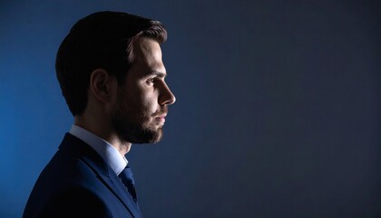Business Man Profile Side View Close Up With Copy Space
