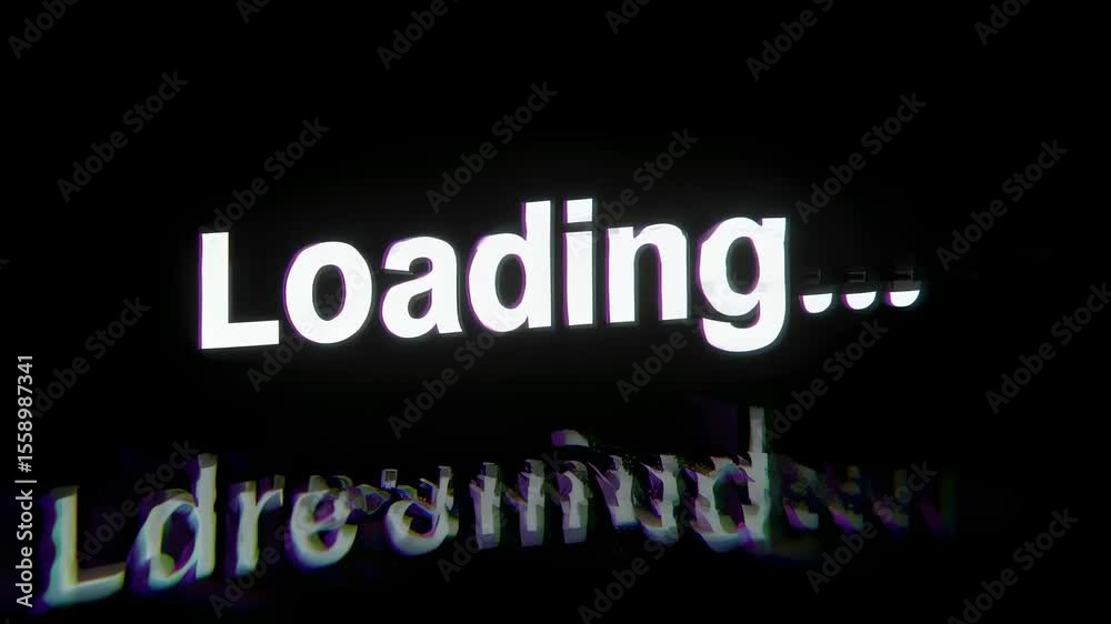 Poster Loading screen message with glitch effect. Digital data processing and computer system update concept. Video footage.