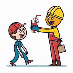 create vector bold stroke of cartoon person offeri