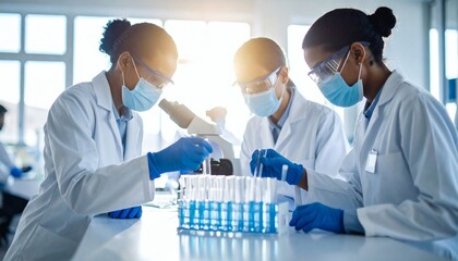 Diverse Scientists Collaborate in Bright Modern Lab, Researching Wi...