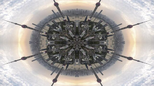 Shanghai city skyline tiny planet