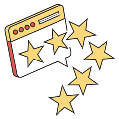 Obraz premium Website feedback with five stars indicating quality and review for web services and applications