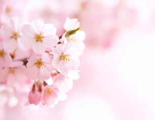 Delicate Pink Cherry Blossoms Soft Focus Floral Background