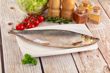 Raw whole salted herring fish