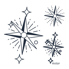 Obraz premium Modern Nautical Compass Star Graphic Set for Navigation and Exploration