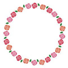 薔薇　フレーム　円　シンプル　ベクター