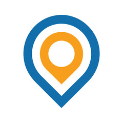 Blue and orange concentric location pin marker navigation
