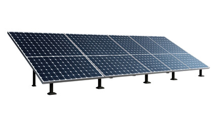 Modern solar panels installed on residential roof isolated on white background
