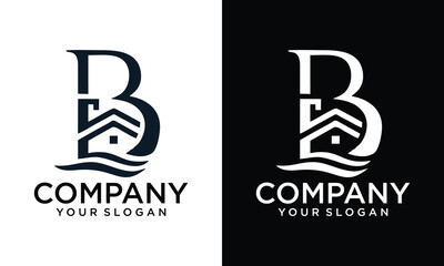 Creative B Letter Real Estate Logo, Vector illustration Template Concept Design Logo for Property Business Image Start with Alphabet B
