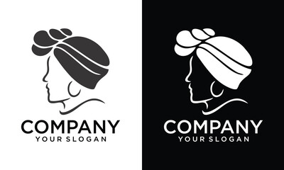 Creative Beautiful woman face logo. Hair, spa and aesthetics business concept. Modern, elegant, luxury style. Vector illustration