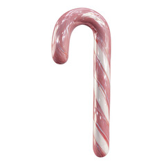 Festive Pink and White Candy Cane Isolated on Green Transparent background