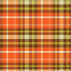 Vibrant Orange and Brown Plaid Fabric Texture - Seamless Autumn Tartan