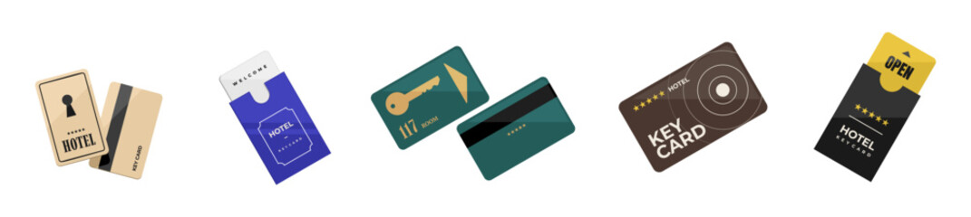 Card key vector icon set