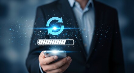 Mobile App Update Progress Bar and Refresh Icon