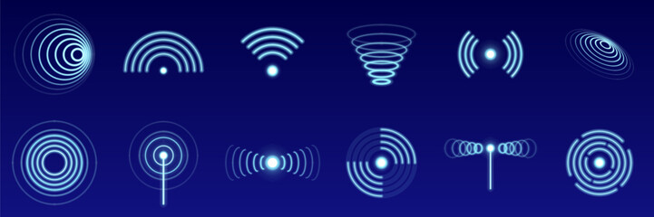 Sonar or Wi-Fi waves vector icon