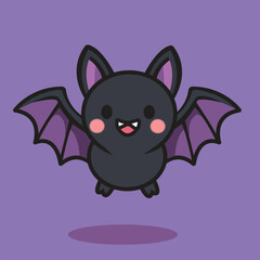 Cute Halloween Bat Cartoon Vector Illustration
