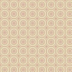 Vintage Floral Geometric Seamless Pattern in Beige and Pink Tones