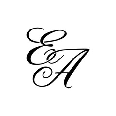 Elegant EA Monogram Logo in Black Script – Luxury Calligraphy Initial Design on White Background