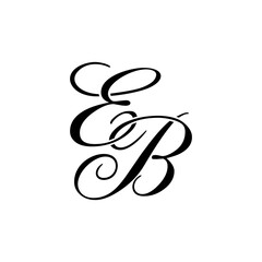 Elegant EB Monogram Logo in Black Script – Luxury Calligraphy Initial Design on White Background