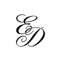 Elegant ED Monogram Logo in Black Script – Luxury Calligraphy Initial Design on White Background