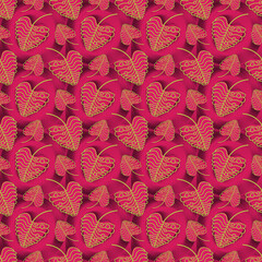  Abstract pink leaves seamless pattern