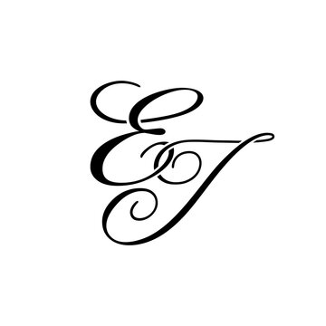 Elegant EJ Monogram Logo in Black Script &ndash; Luxury Calligraphy Initial Design on White Background