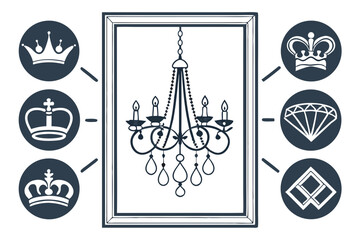  modern frame layout featuring classic chandelier 